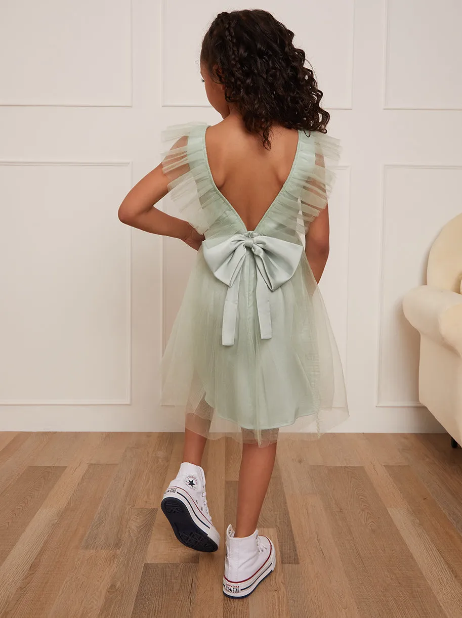 Girls Mesh Tulle Skirt Dress in Mint sold by Chi Chi London product image thumbnail 2