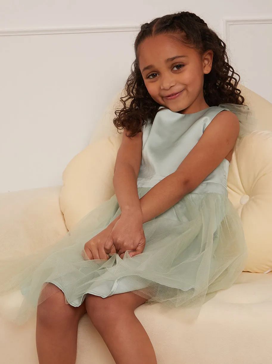 Girls Mesh Tulle Skirt Dress in Mint sold by Chi Chi London