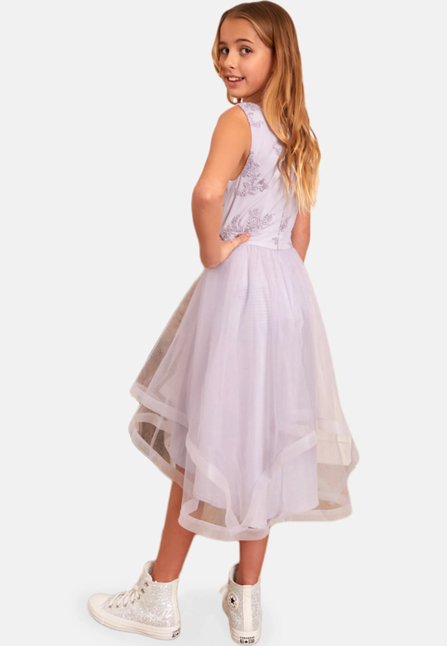 Older Girls Embroidered Midi Dress in Lilac sold by Chi Chi London product image thumbnail 5