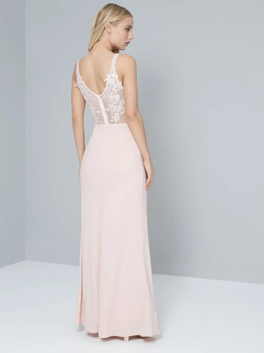Cami Strap Lace Back Maxi Dress in Pink sold by Chi Chi London product image thumbnail 3