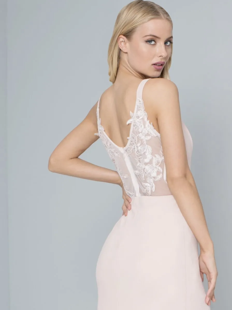 Cami Strap Lace Back Maxi Dress in Pink sold by Chi Chi London product image thumbnail 2