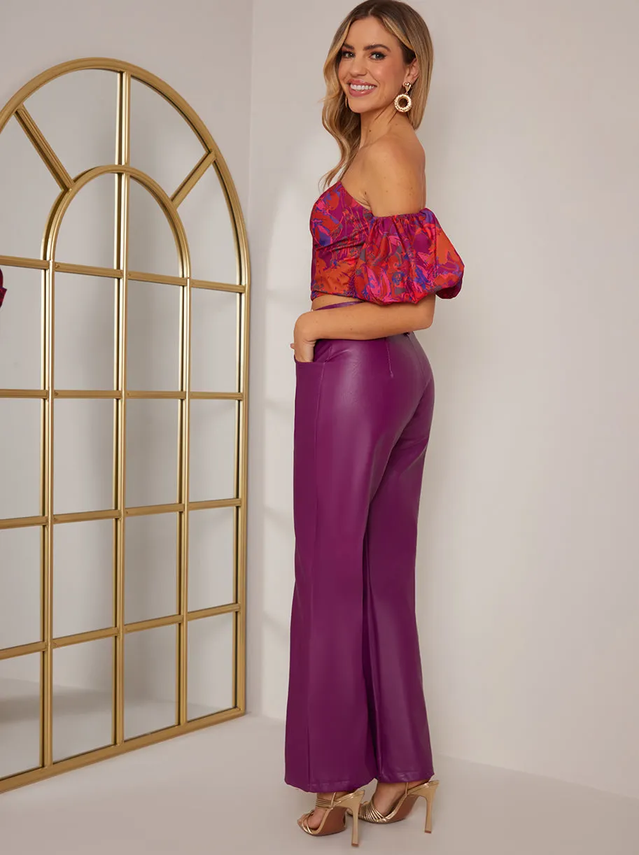 Bardot Ruffle Floral Top in Burgundy sold by Chi Chi London product image thumbnail 4