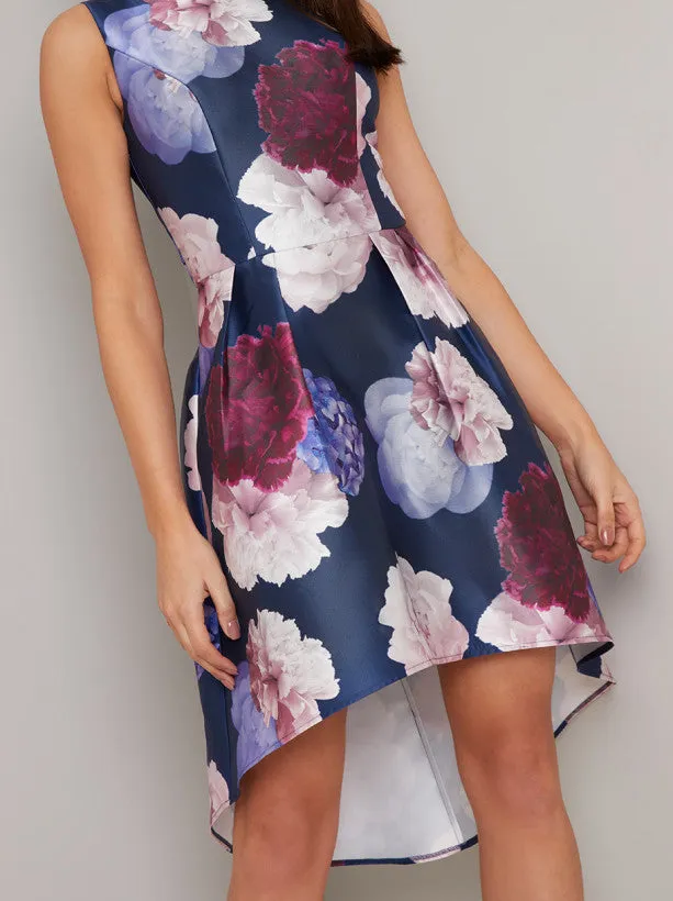 Floral Print Dip Hem Mini Dress in Blue sold by Chi Chi London product image thumbnail 2