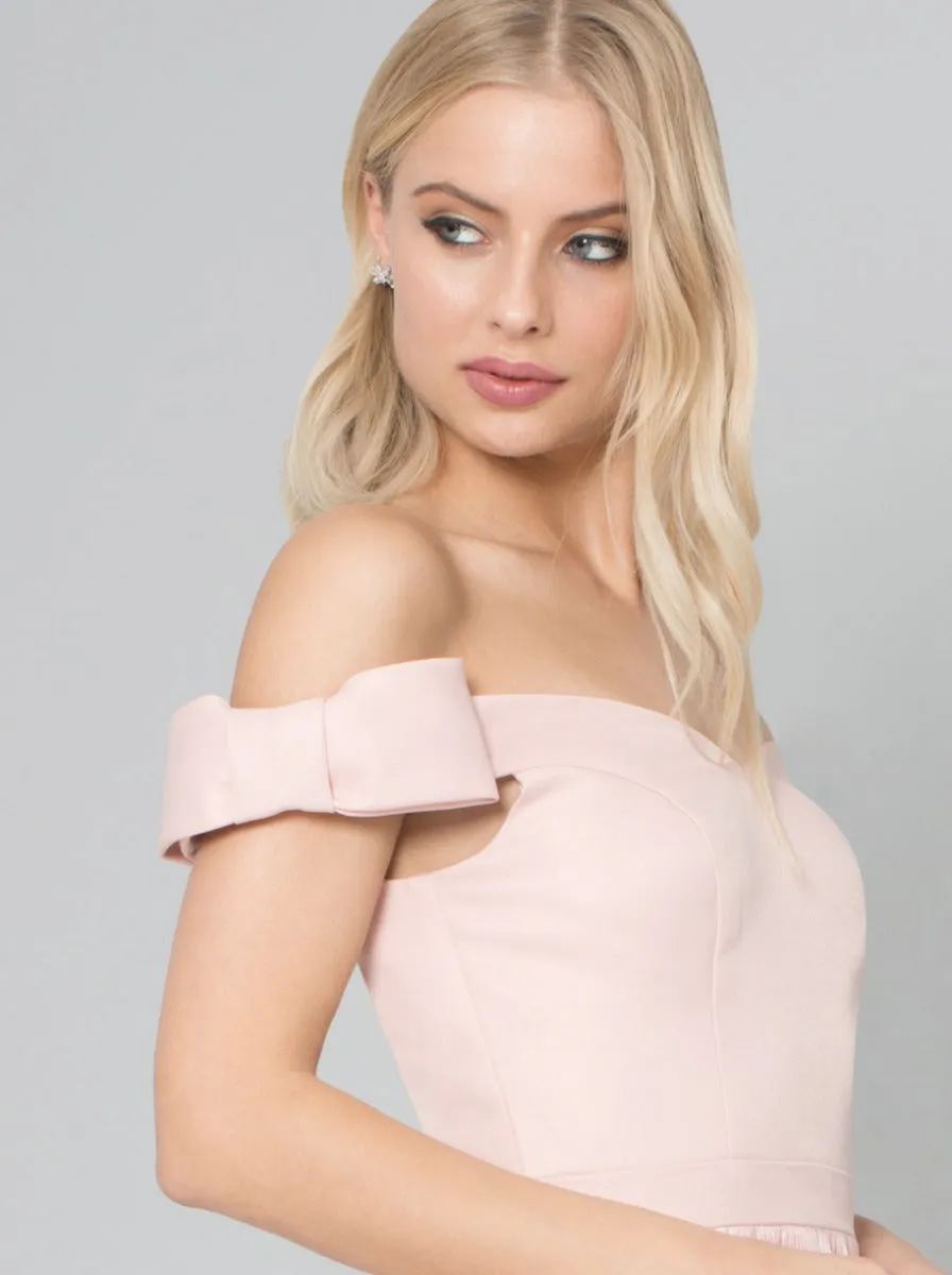 Bow Detail Bardot Midi Dress in Pink sold by Chi Chi London product image thumbnail 4