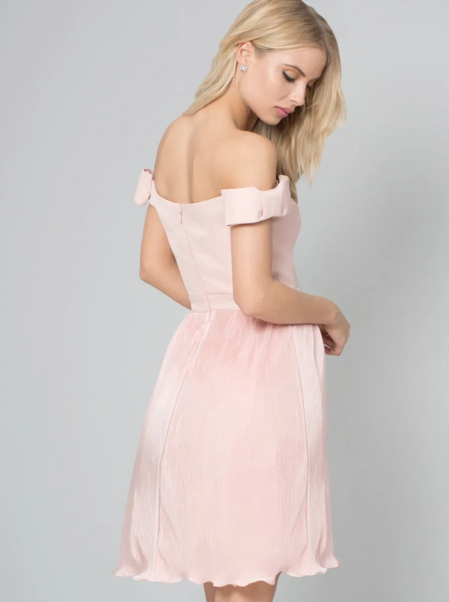 Bow Detail Bardot Midi Dress in Pink sold by Chi Chi London product image thumbnail 2