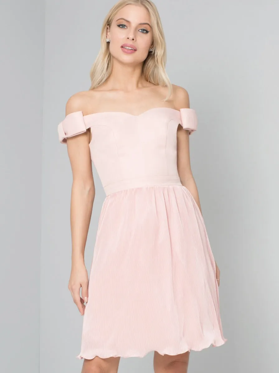 Bow Detail Bardot Midi Dress in Pink sold by Chi Chi London product image thumbnail 3
