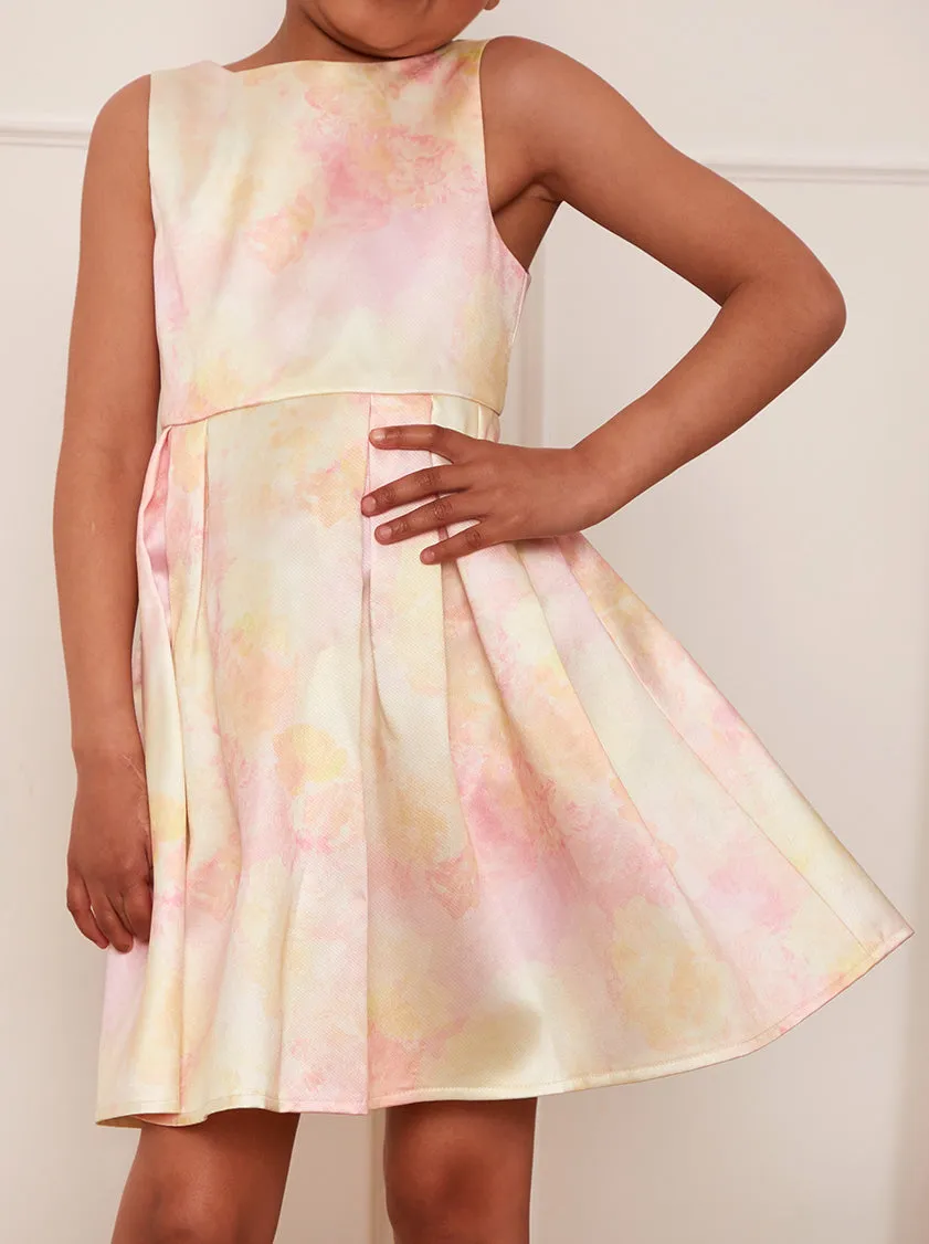 Girls Floral Watercolour Midi Dress in Yellow sold by Chi Chi London product image thumbnail 4