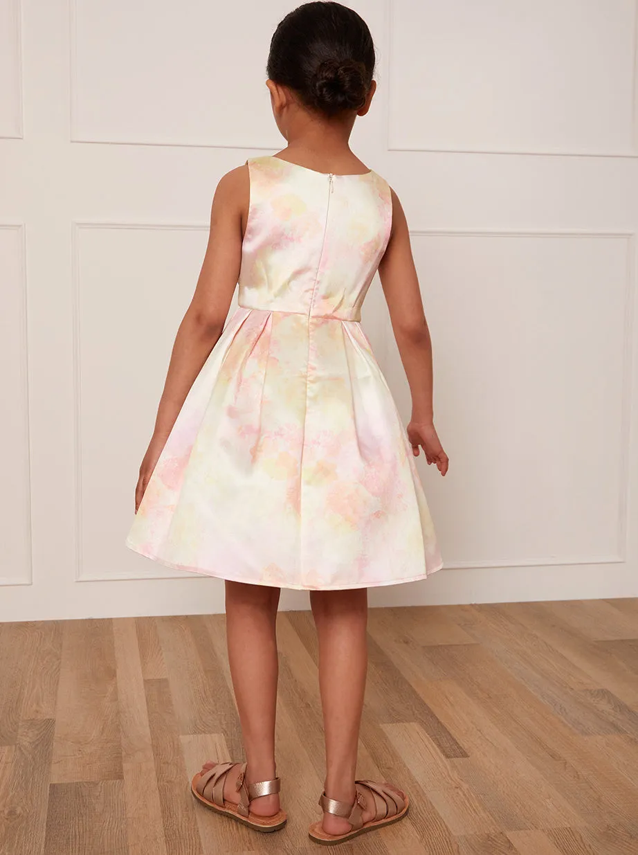 Girls Floral Watercolour Midi Dress in Yellow sold by Chi Chi London product image thumbnail 3