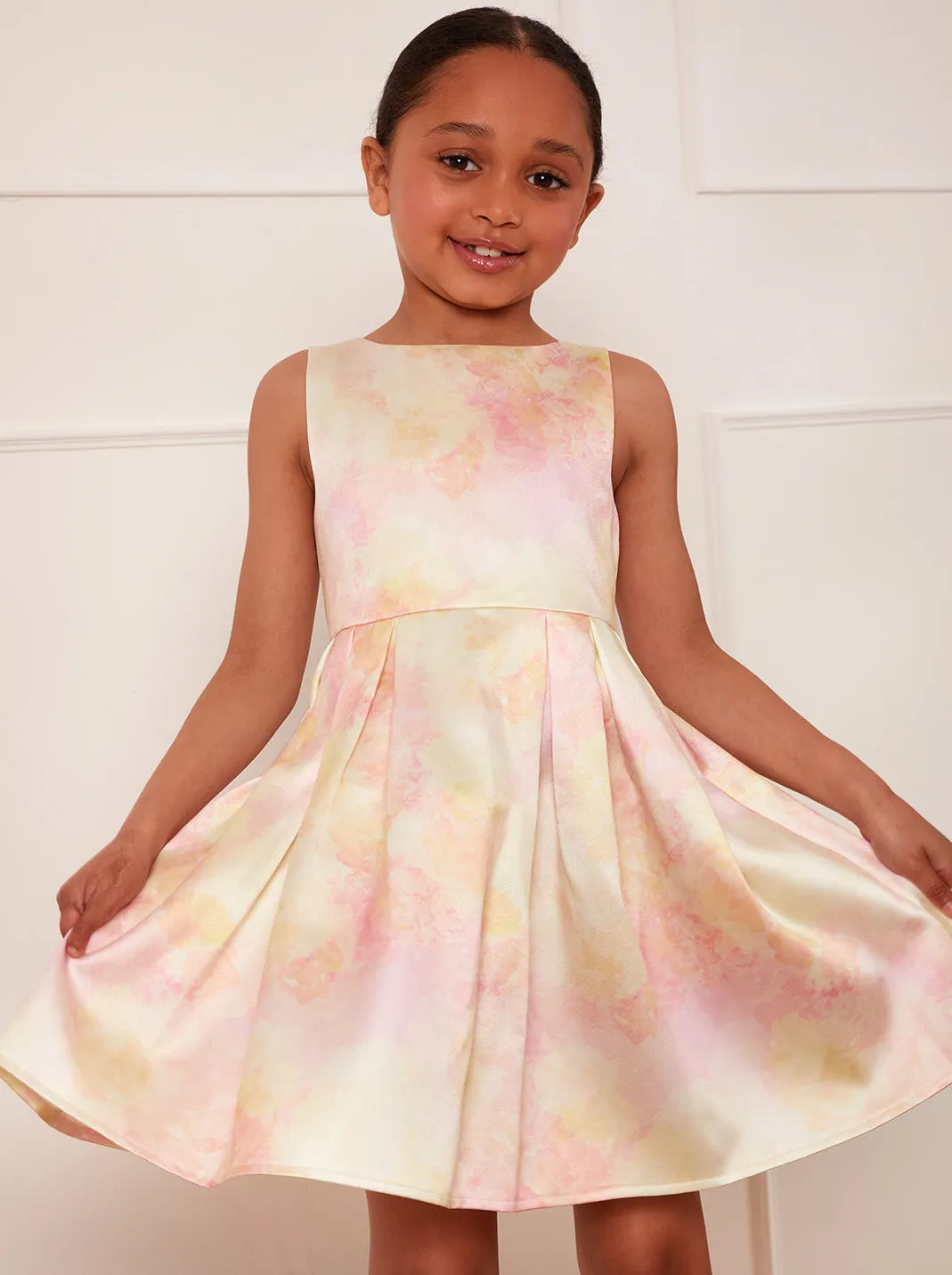 Girls Floral Watercolour Midi Dress in Yellow sold by Chi Chi London product image thumbnail 5