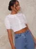Puff Sleeve Collared Blouse in White sold by Chi Chi London