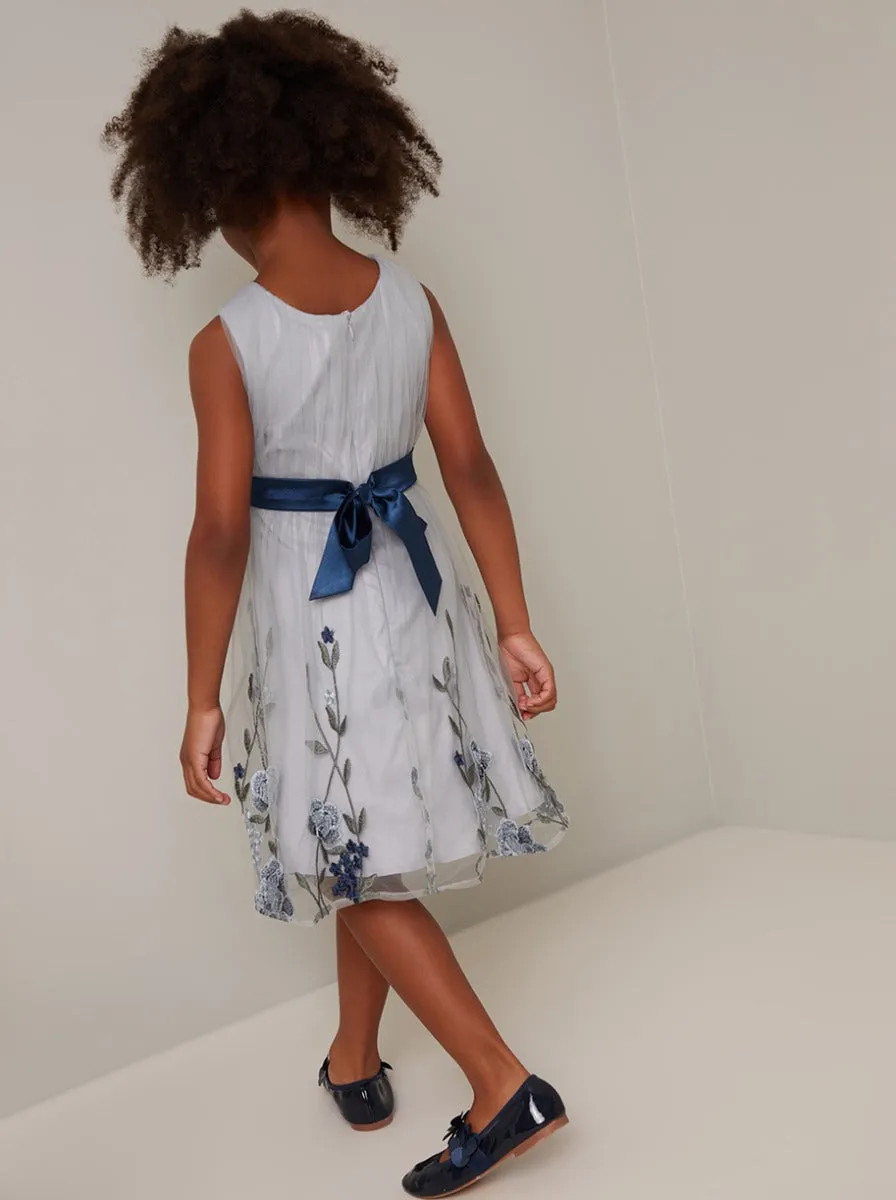 Girls Lace Overlay Tulle Midi Dress In Blue sold by Chi Chi London product image thumbnail 2