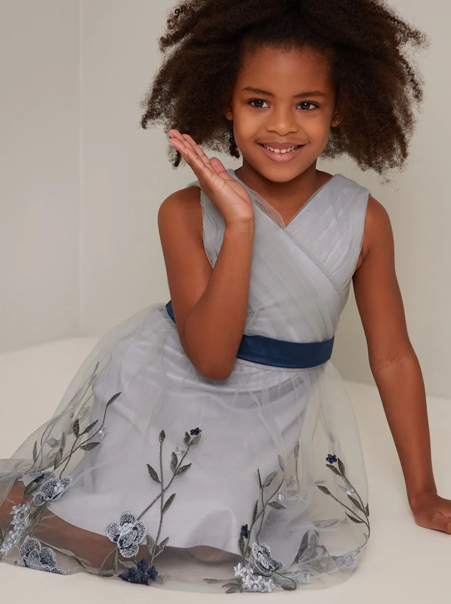 Girls Lace Overlay Tulle Midi Dress In Blue sold by Chi Chi London product image thumbnail 3