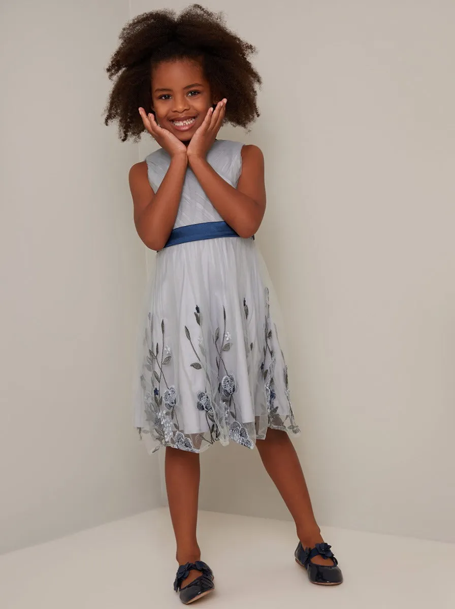 Girls Lace Overlay Tulle Midi Dress In Blue sold by Chi Chi London product image thumbnail 4