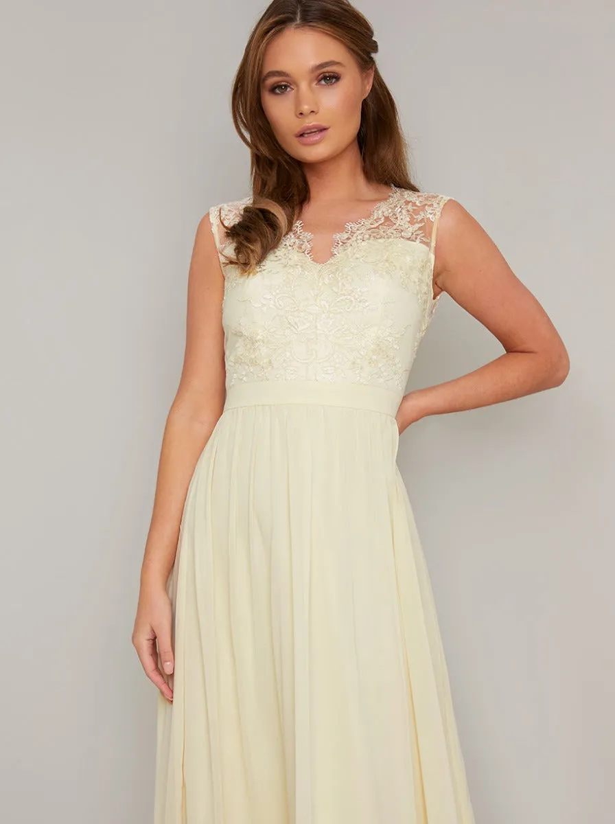 Lace Bodice Maxi Dress in Yellow sold by Chi Chi London product image thumbnail 2