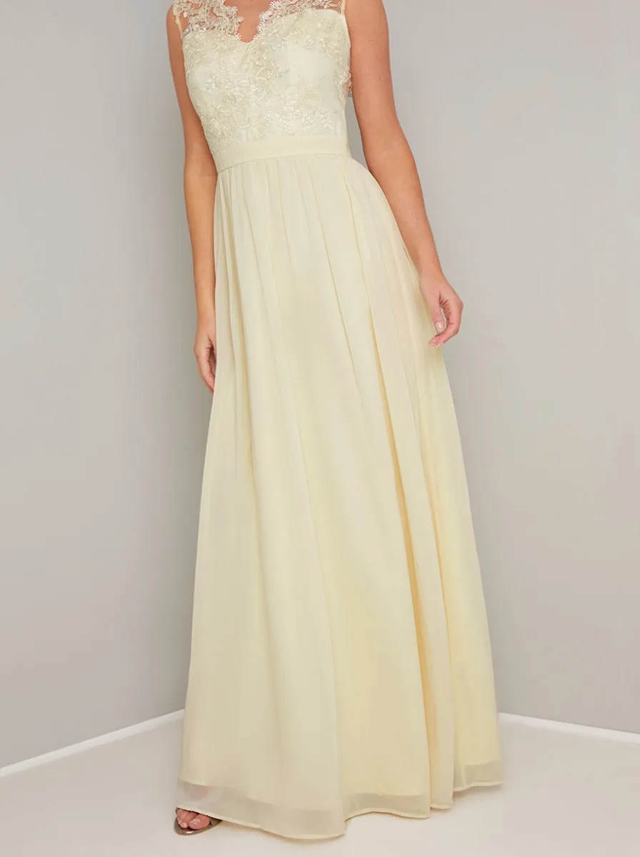 Lace Bodice Maxi Dress in Yellow sold by Chi Chi London product image thumbnail 3