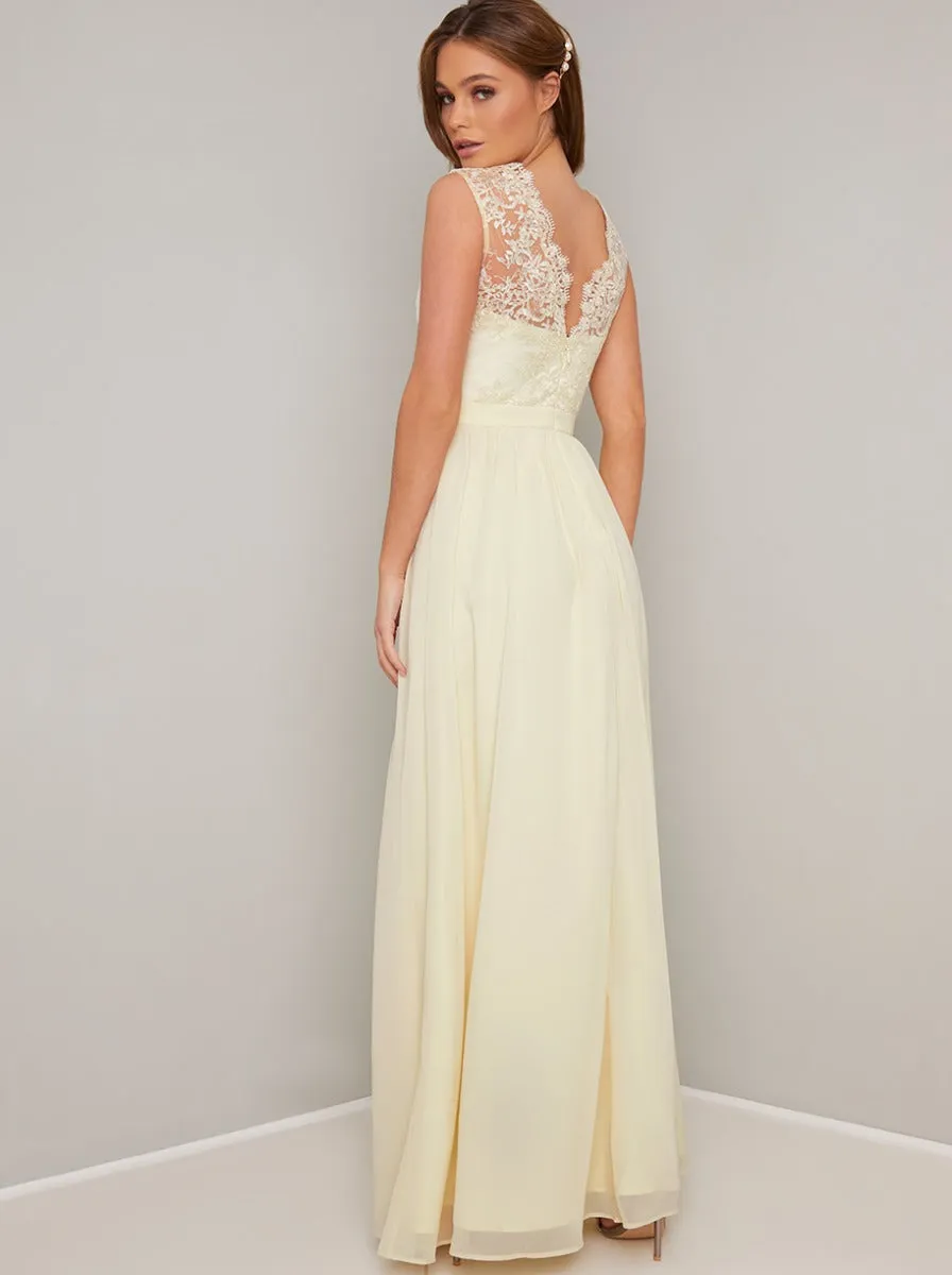 Lace Bodice Maxi Dress in Yellow sold by Chi Chi London product image thumbnail 4