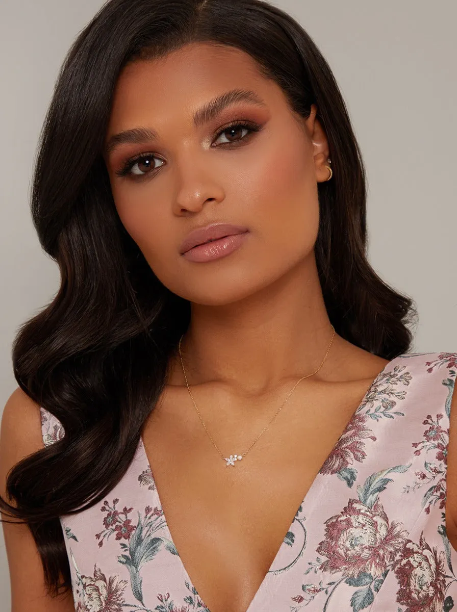 Diamante Flower Necklace in Gold Tone sold by Chi Chi London product image thumbnail 2