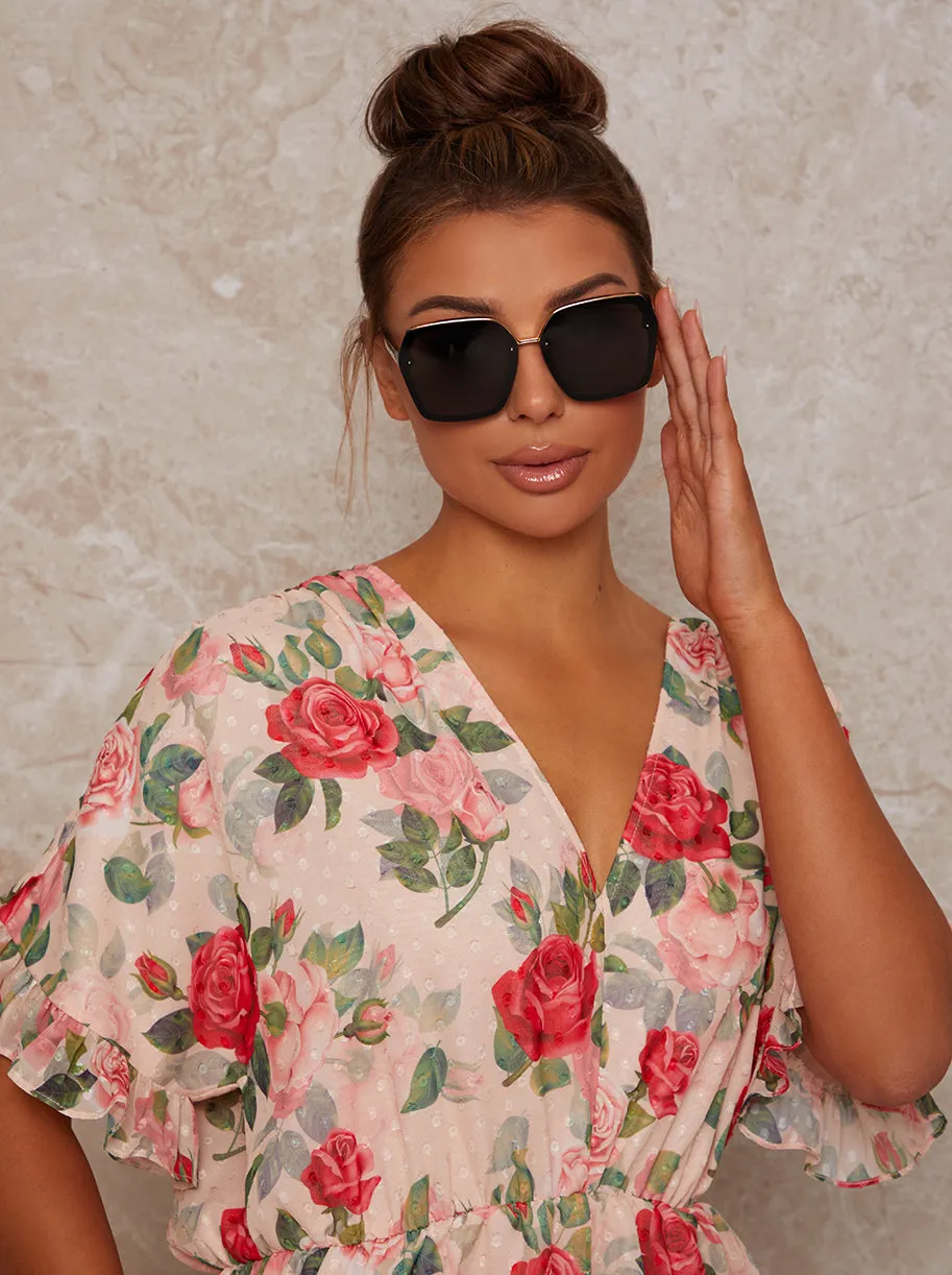 Oversized Sunglasses with Gold Trim in Black sold by Chi Chi London product image thumbnail 3