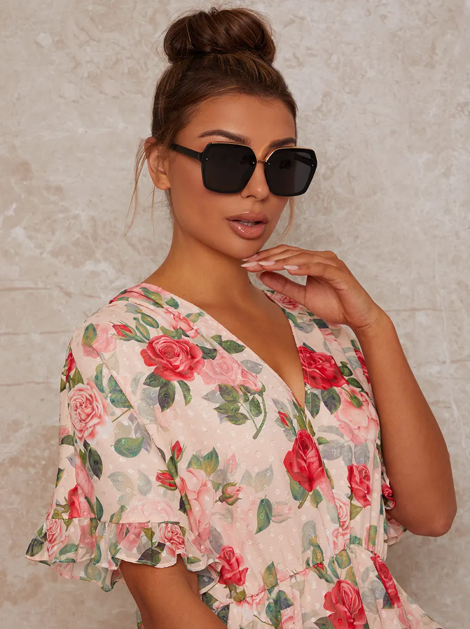 Oversized Sunglasses with Gold Trim in Black sold by Chi Chi London product image thumbnail 2