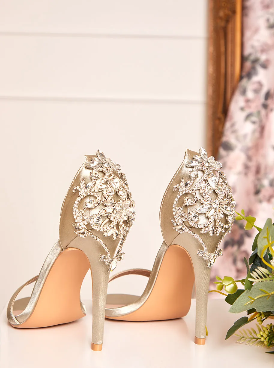 Embellished Stiletto Heel Sandals in Sage Green sold by Chi Chi London product image thumbnail 4