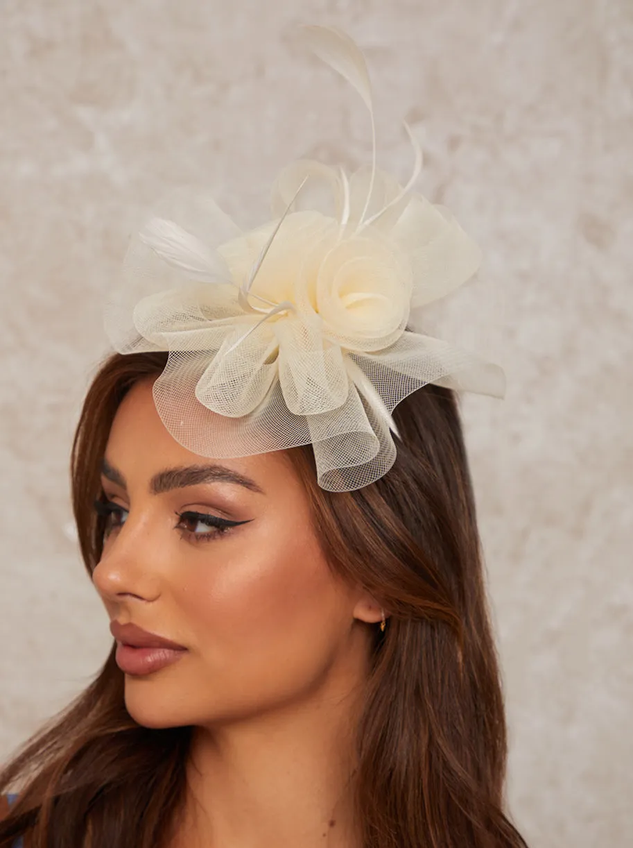 Feather Detail Fascinator in Cream sold by Chi Chi London product image thumbnail 3