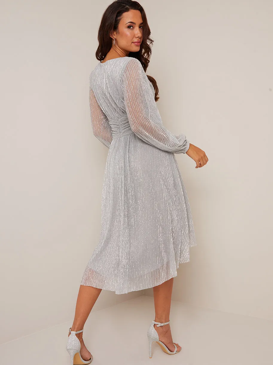 Bardot Lace Bodice Pleated Midi Dress in Blue sold by Chi Chi London product image thumbnail 3