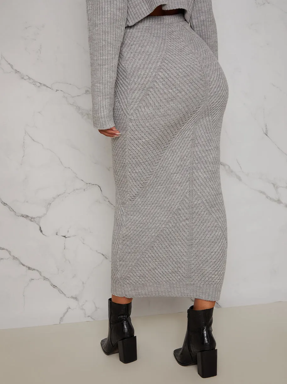Knitted Maxi Skirt in Grey sold by Chi Chi London product image thumbnail 4