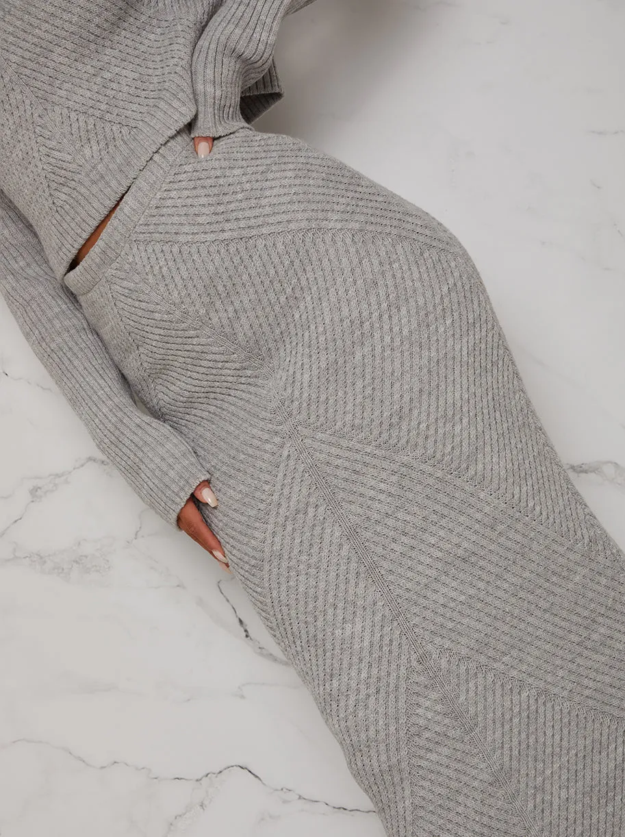 Knitted Maxi Skirt in Grey sold by Chi Chi London product image thumbnail 3