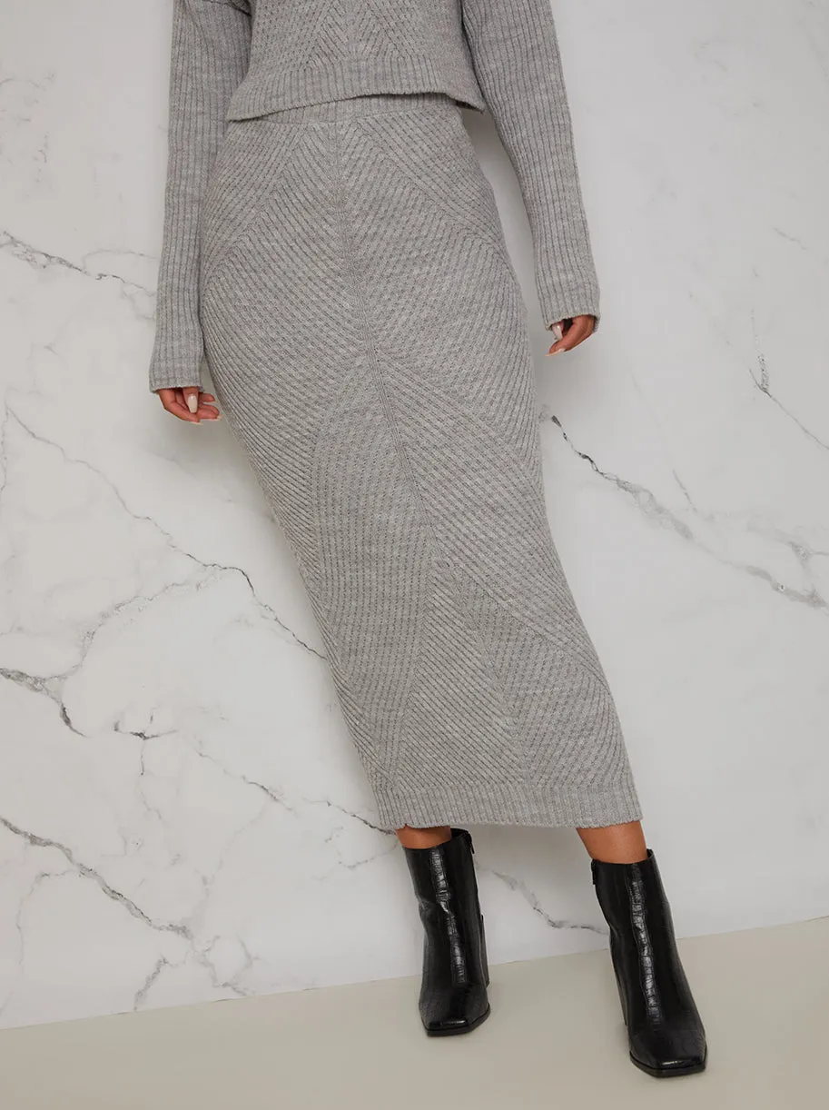 Knitted Maxi Skirt in Grey sold by Chi Chi London product image thumbnail 2