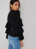 Ruffle Detail Jumper in Black sold by Chi Chi London