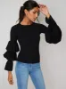 Ruffle Detail Jumper in Black sold by Chi Chi London