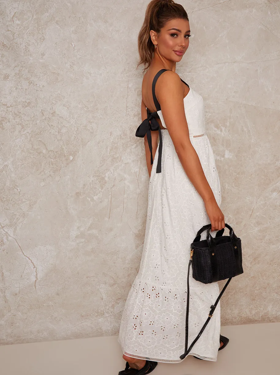 Crochet Maxi Dress in White sold by Chi Chi London product image thumbnail 2