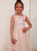 Younger Girls Floral Embroidered Midi Dress in Blush sold by Chi Chi London