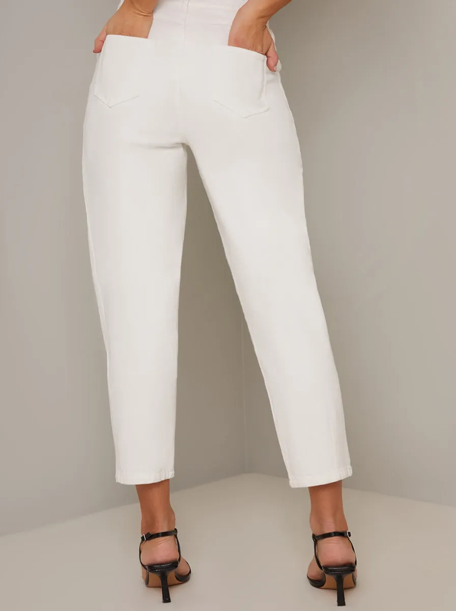 Straight Leg Ankle Rise Jeans in White sold by Chi Chi London product image thumbnail 3