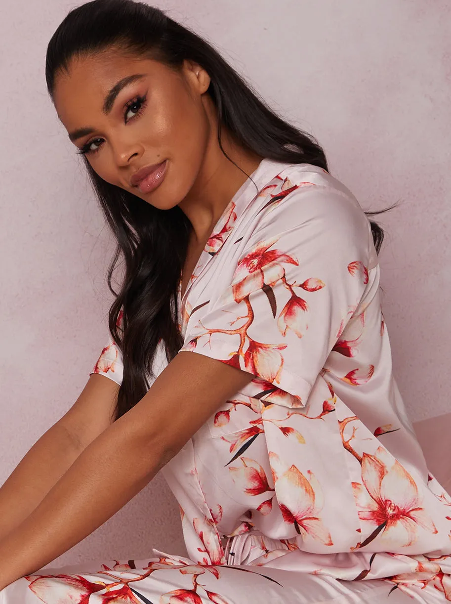 Floral Print Pyjama Set in Pink sold by Chi Chi London product image thumbnail 2