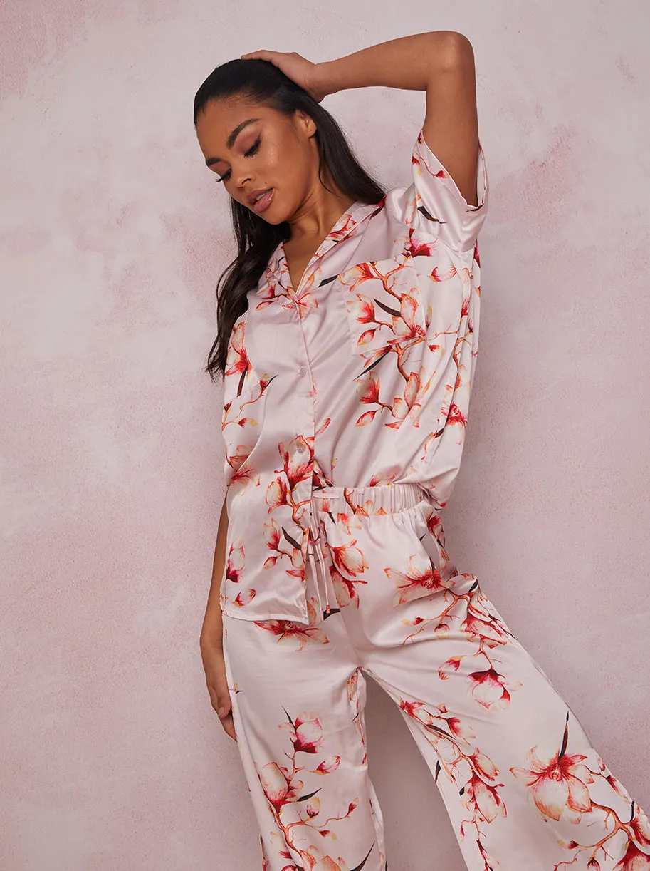 Floral Print Pyjama Set in Pink sold by Chi Chi London