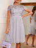 Lace Bodice Pleated Midi Dress in Blue sold by Chi Chi London