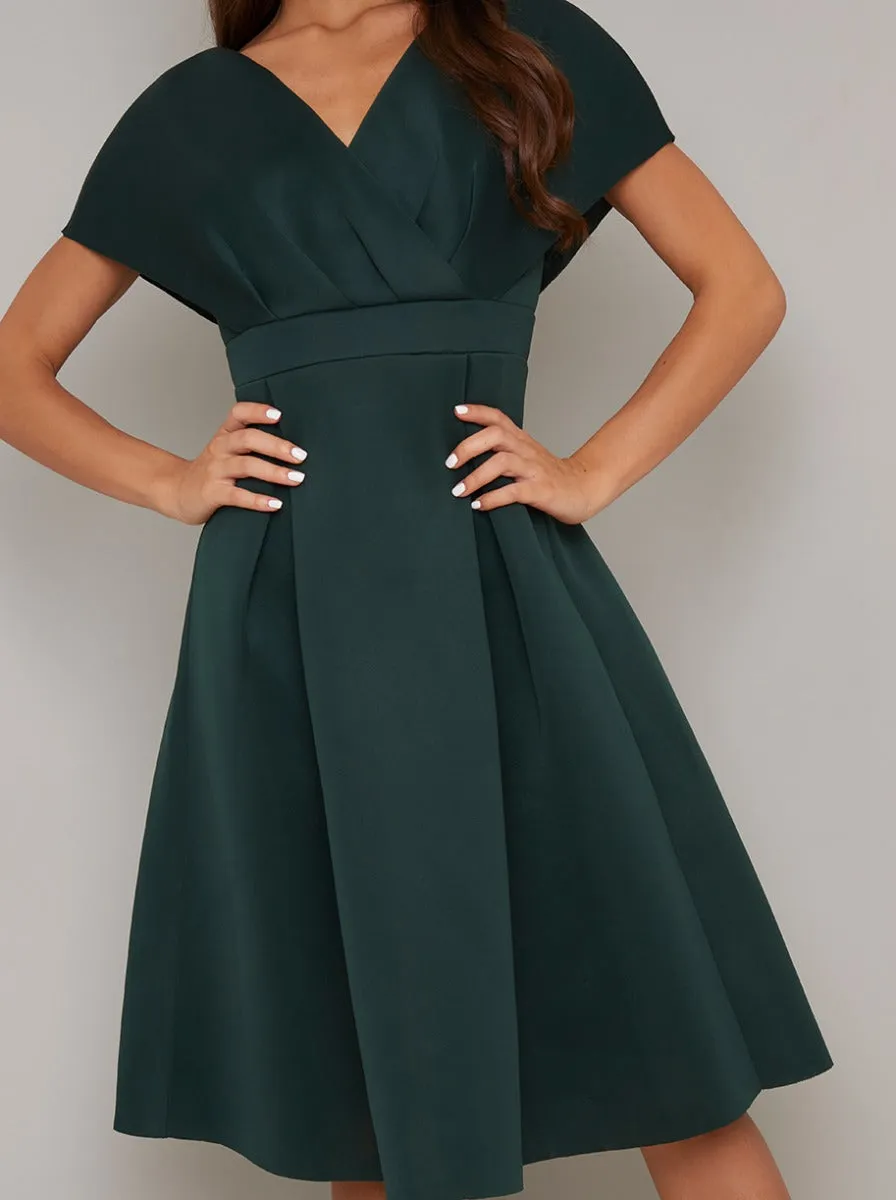 Wrap Bodice Pleat Midi Dress in Green sold by Chi Chi London product image thumbnail 2