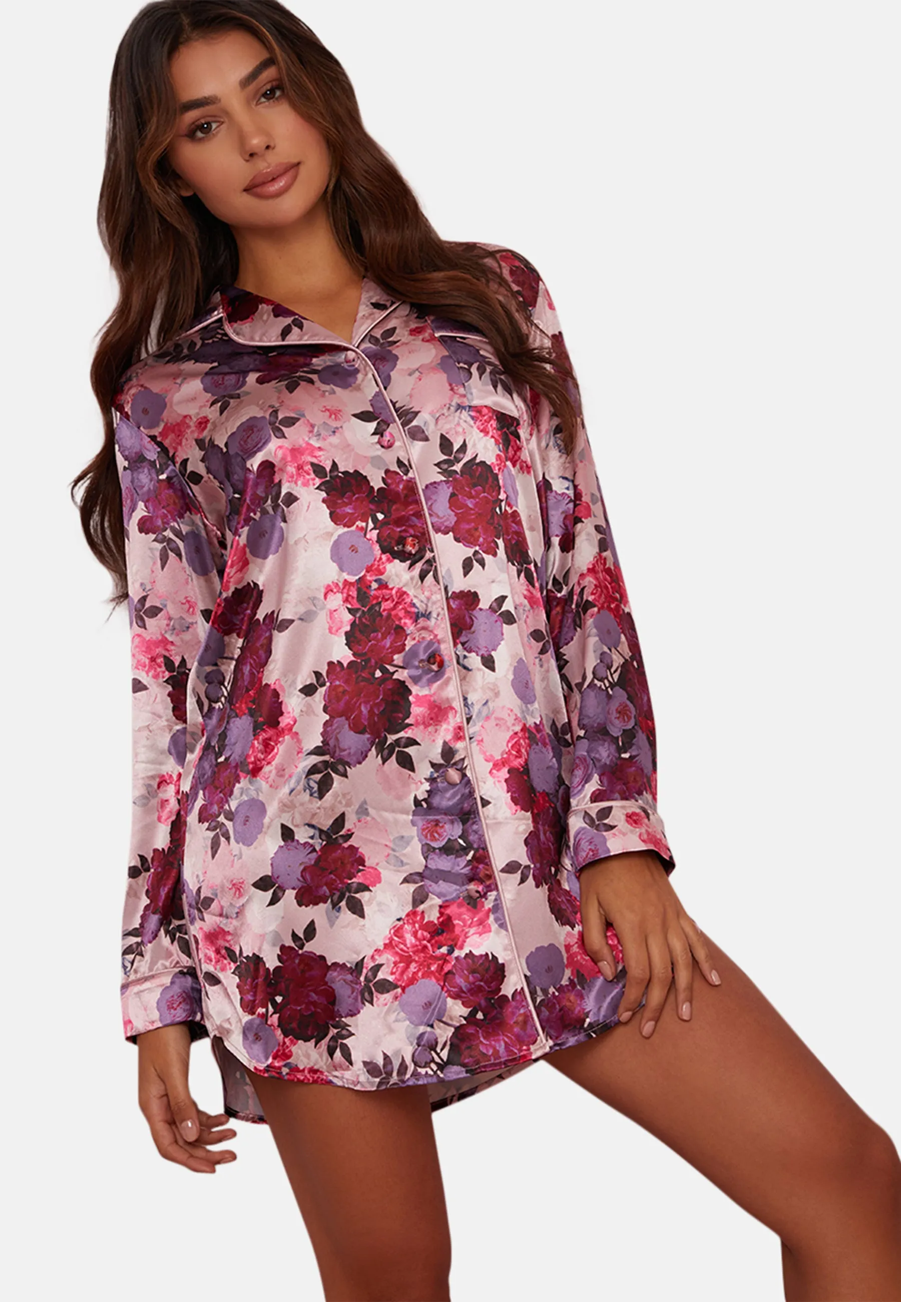 Floral Night Shirt Dress Set in Blush sold by Chi Chi London product image thumbnail 5