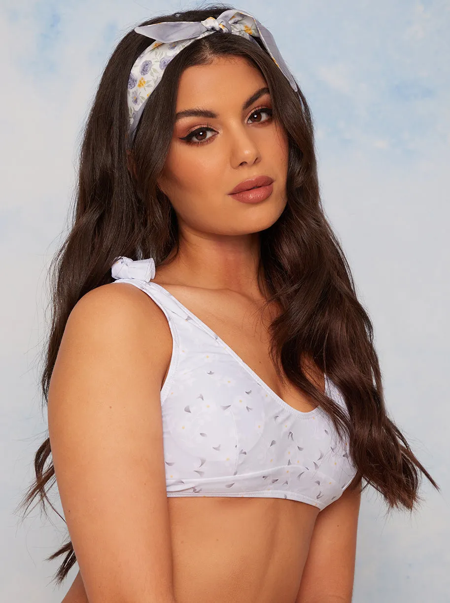 Floral Print Satin Hair Scarf in Blue sold by Chi Chi London product image thumbnail 2