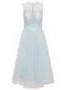 Embroidered Tulle Midi Dress in Blue sold by Chi Chi London