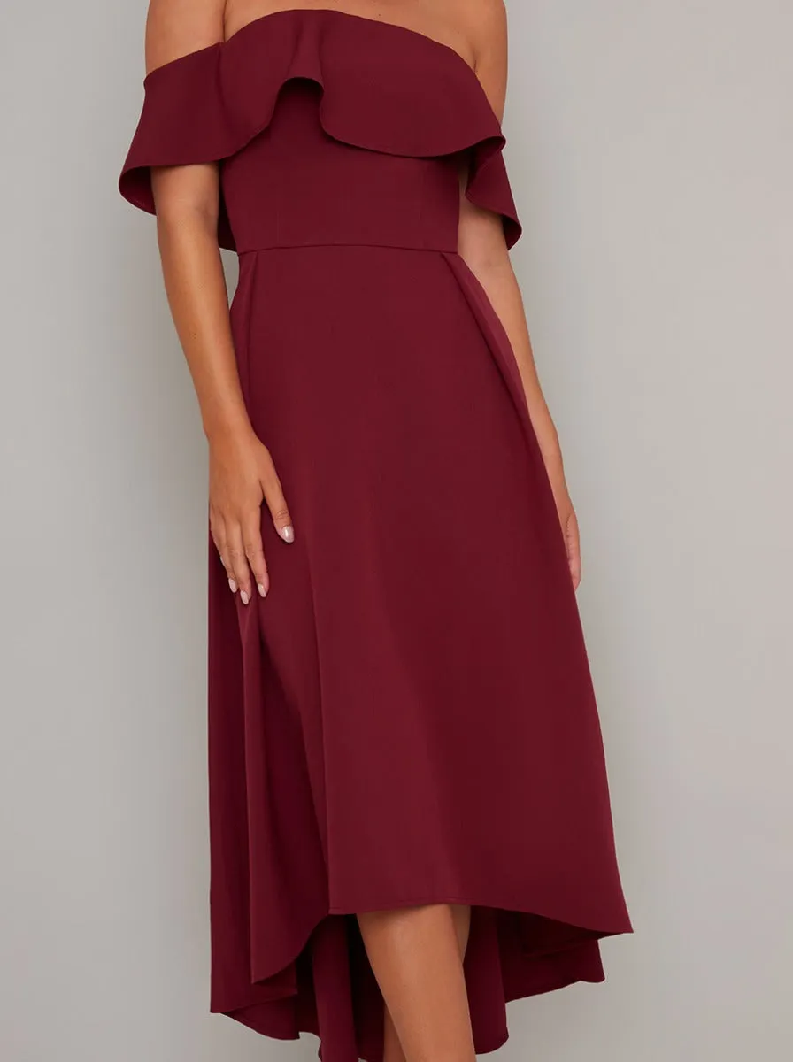 Bardot Dip Hem Midi Dress in Red sold by Chi Chi London product image thumbnail 3