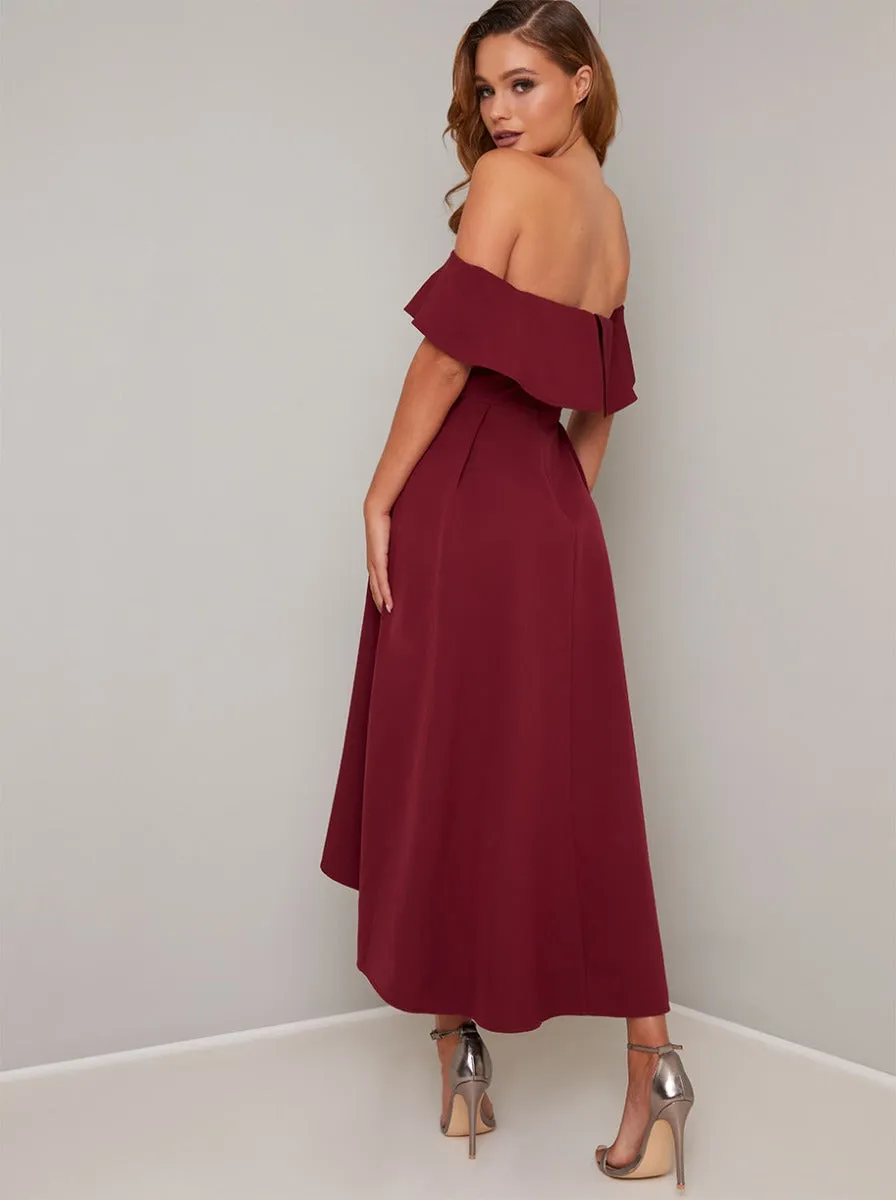 Bardot Dip Hem Midi Dress in Red sold by Chi Chi London product image thumbnail 4
