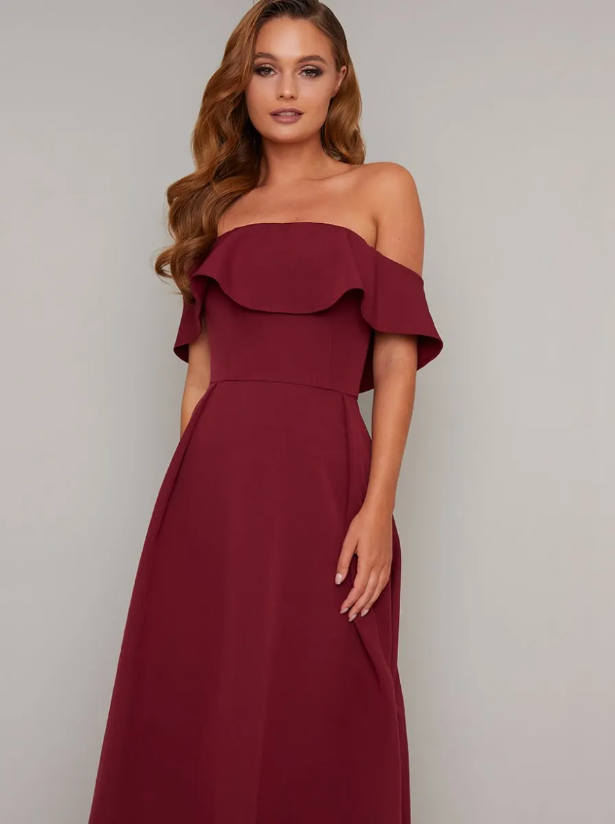 Bardot Dip Hem Midi Dress in Red sold by Chi Chi London product image thumbnail 2