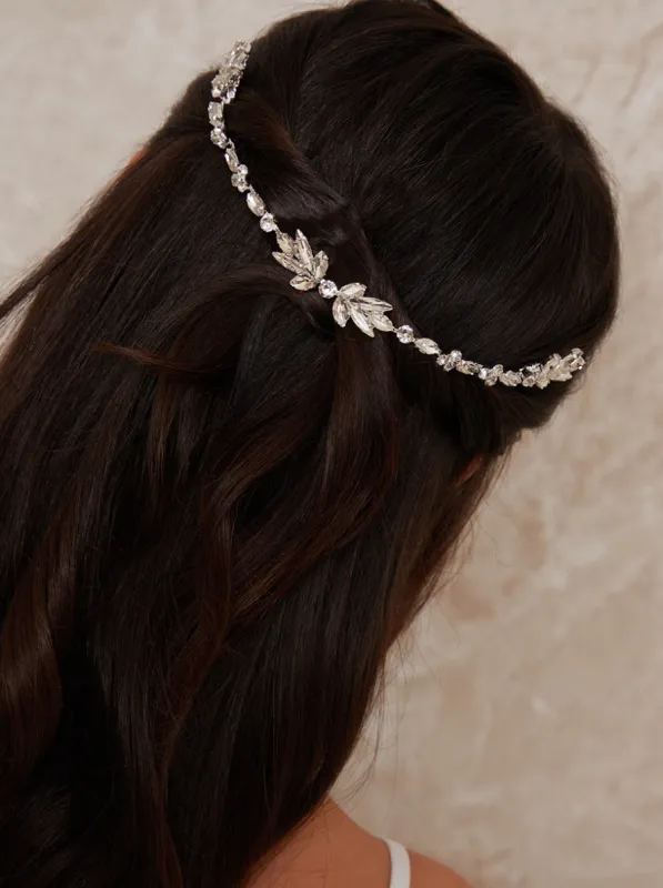 Gemstone Embellished Hair Piece in Silver sold by Chi Chi London