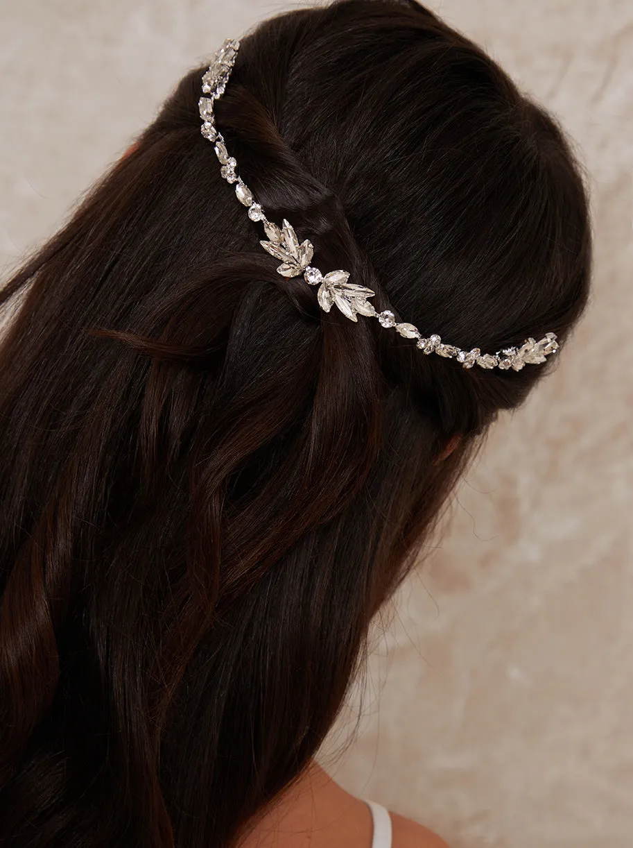 Gemstone Embellished Hair Piece in Silver sold by Chi Chi London