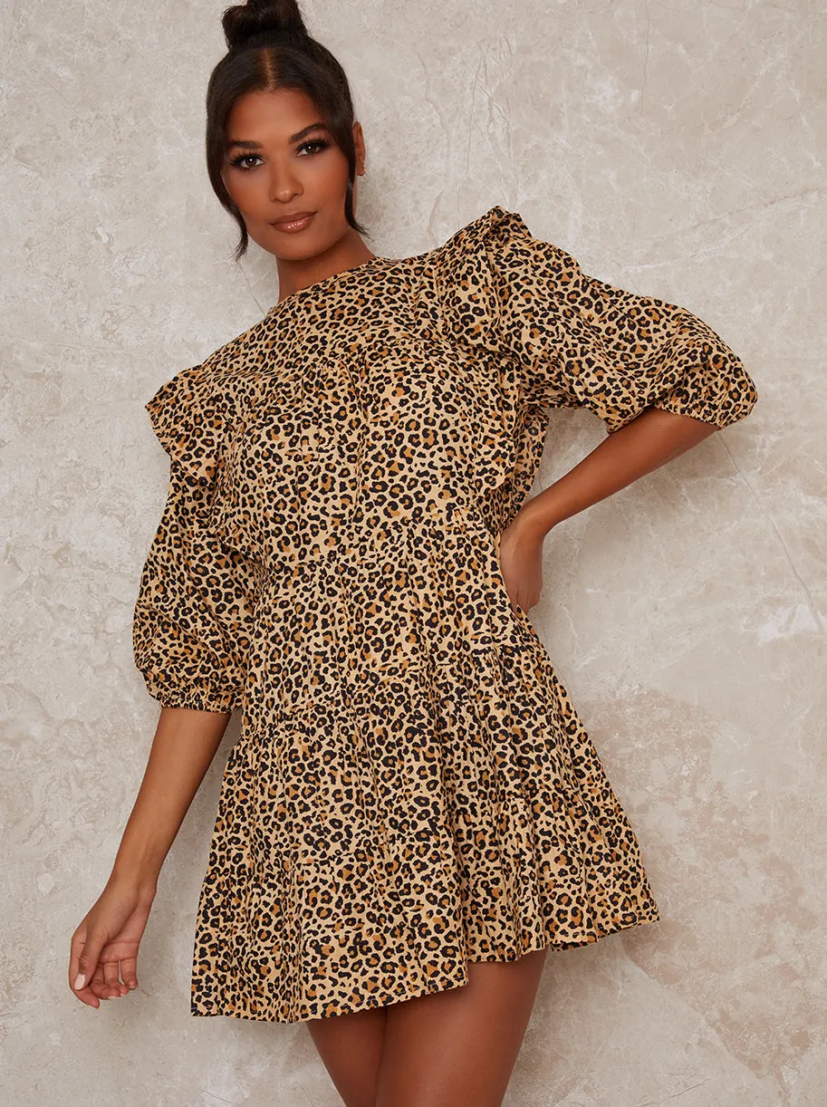 High Neck Puff Sleeve Frill Mini Dress in Multi sold by Chi Chi London product image thumbnail 2
