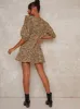 High Neck Puff Sleeve Frill Mini Dress in Multi sold by Chi Chi London