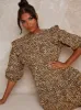 High Neck Puff Sleeve Frill Mini Dress in Multi sold by Chi Chi London