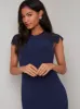 Lace Detail Bodycon Midi Dress in Blue sold by Chi Chi London